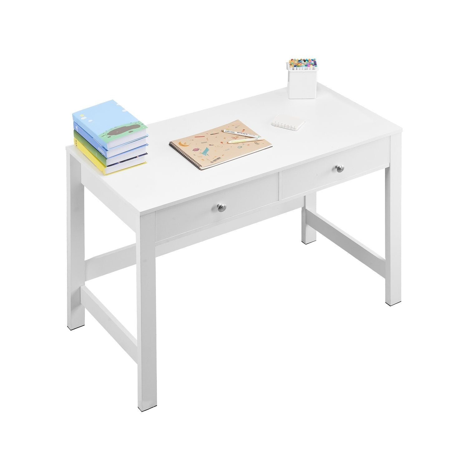 VEVOR Small Desk 33-38\u002F38-43 inch with Drawer Kids Desk for Bedroom Simple Study Table Light Wood\u002FWhite