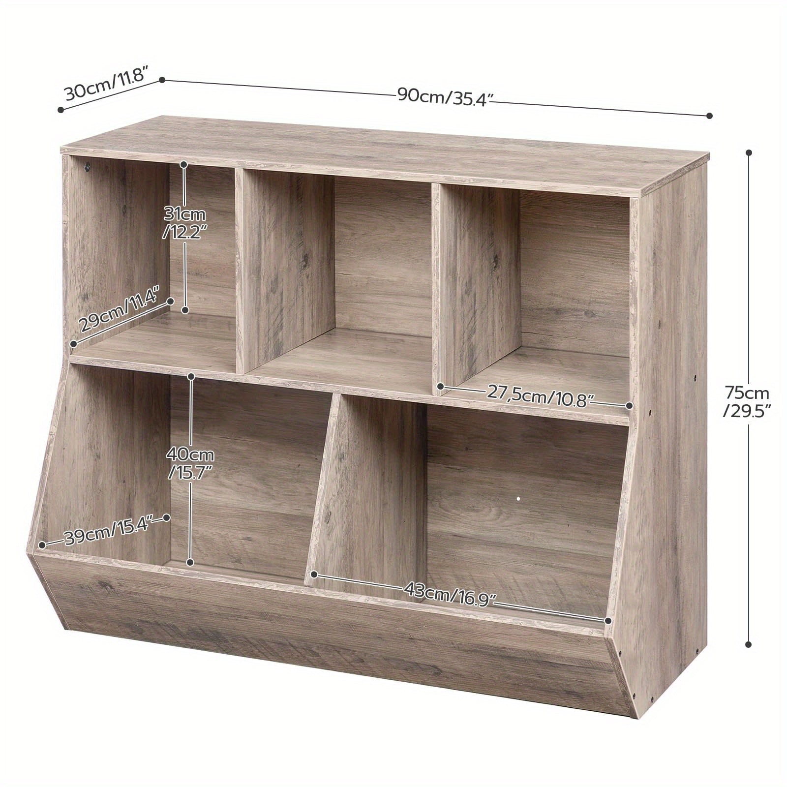 Rustic Brown Engineered Wood Toy Storage Cabinet & Bookshelf - 35.4\