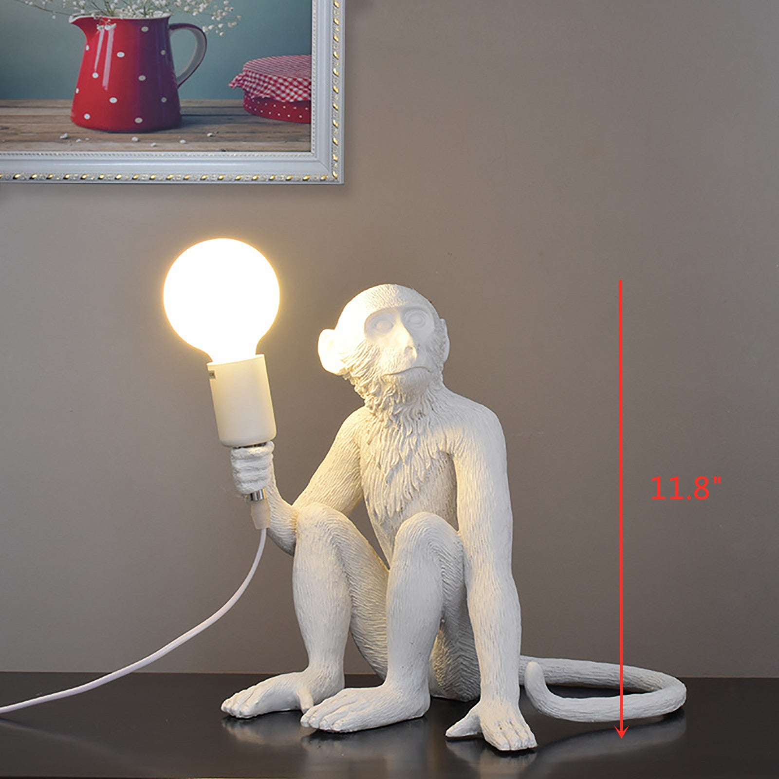 GDRASUYA10 Modern Table Light, Monkey Desk Lamp, Resin Sitting Monkey Lighting Fixture for Living Room, Bedroom, Office, College Dorm