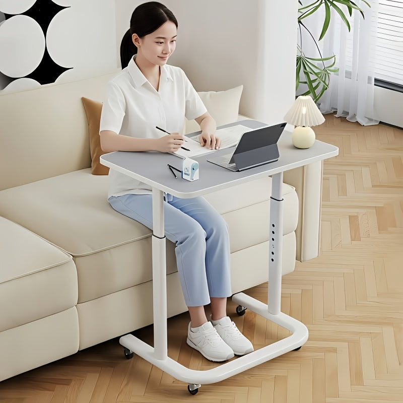 Multifunctional Height-Adjustable Table with \u002FMetal Frame & MDF Top - Modern Entryway Desk Suitable for Shoe Bench, Sofa Side Table, Snack Storage, Compact Home Office Desk, Space-Saving Furniture for Small Spaces, Assembly Required