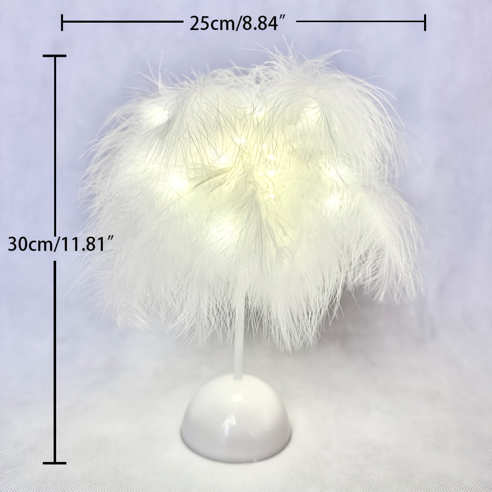 2pcs 40 LED Feather Desk Lamp with USB Charging, Touch Switch, 3 Light Tones, Night Lamp in Pink And White (Battery Not Included) Ideal for Bedrooms, Birthday Presents, Living Rooms, Family Gatherings, Valentine'S Day Surprises, And Gifts