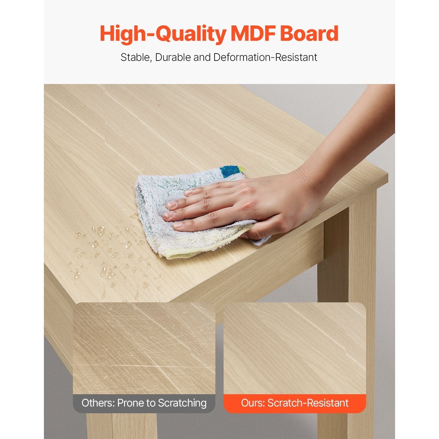 VEVOR Small Desk 33-38\u002F38-43 inch with Drawer Kids Desk for Bedroom Simple Study Table Light Wood\u002FWhite