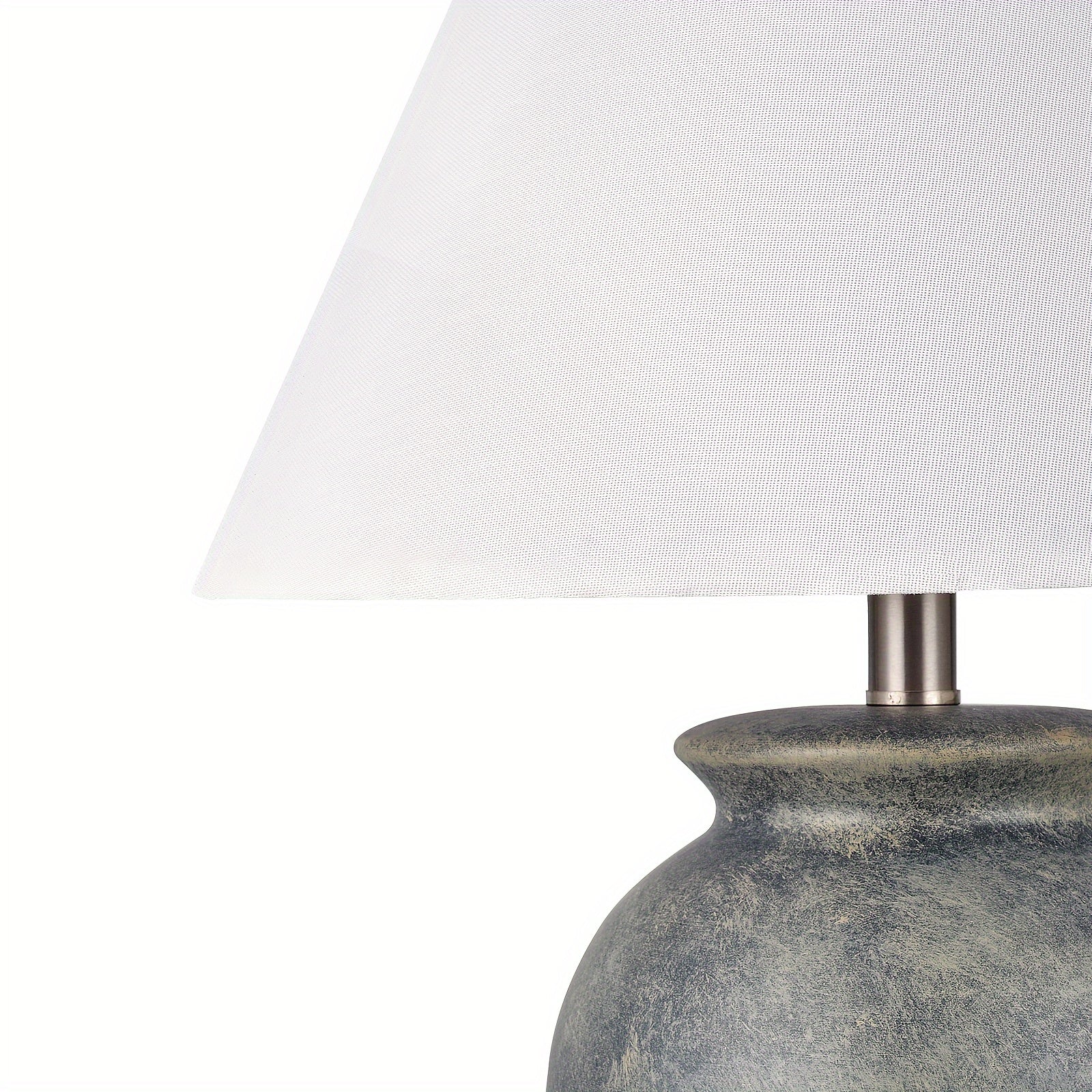 21'' Rustic Ceramic Table Lamps For Small Spaces, E26 Socket, High Distressed Grey\u002FBlack Clay Little Accent Lamp Decorative For Kitchen Counter, Bedroom Nightstand, Living Room, Entryway, Console Table, White Empire Linen Shade (Bulb Not Included)