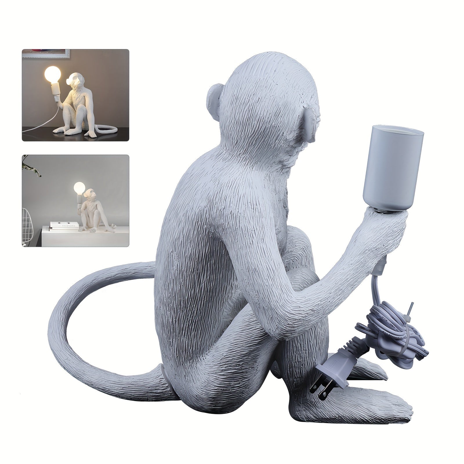 GDRASUYA10 Modern Table Light, Monkey Desk Lamp, Resin Sitting Monkey Lighting Fixture for Living Room, Bedroom, Office, College Dorm