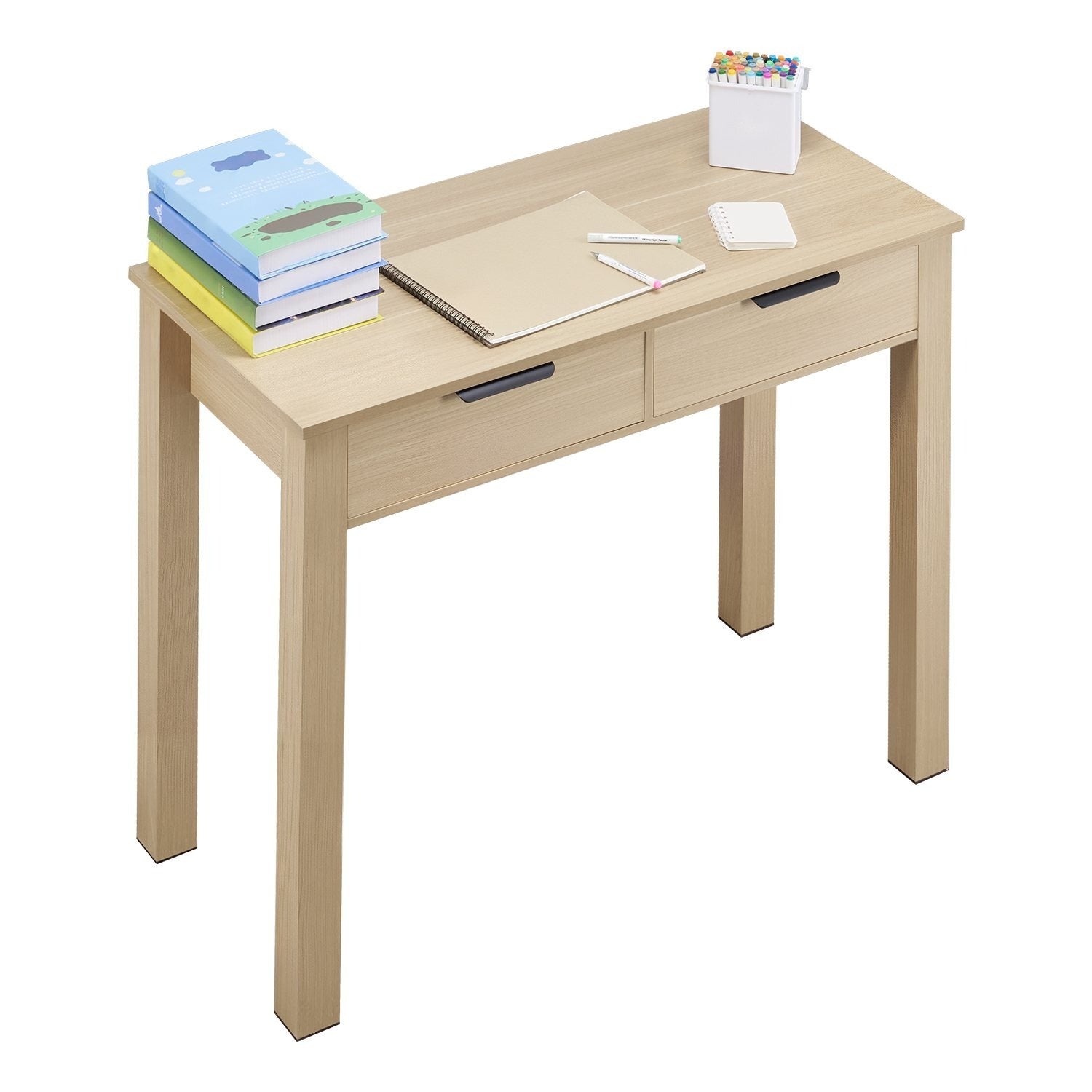 VEVOR Small Desk 33-38\u002F38-43 inch with Drawer Kids Desk for Bedroom Simple Study Table Light Wood\u002FWhite