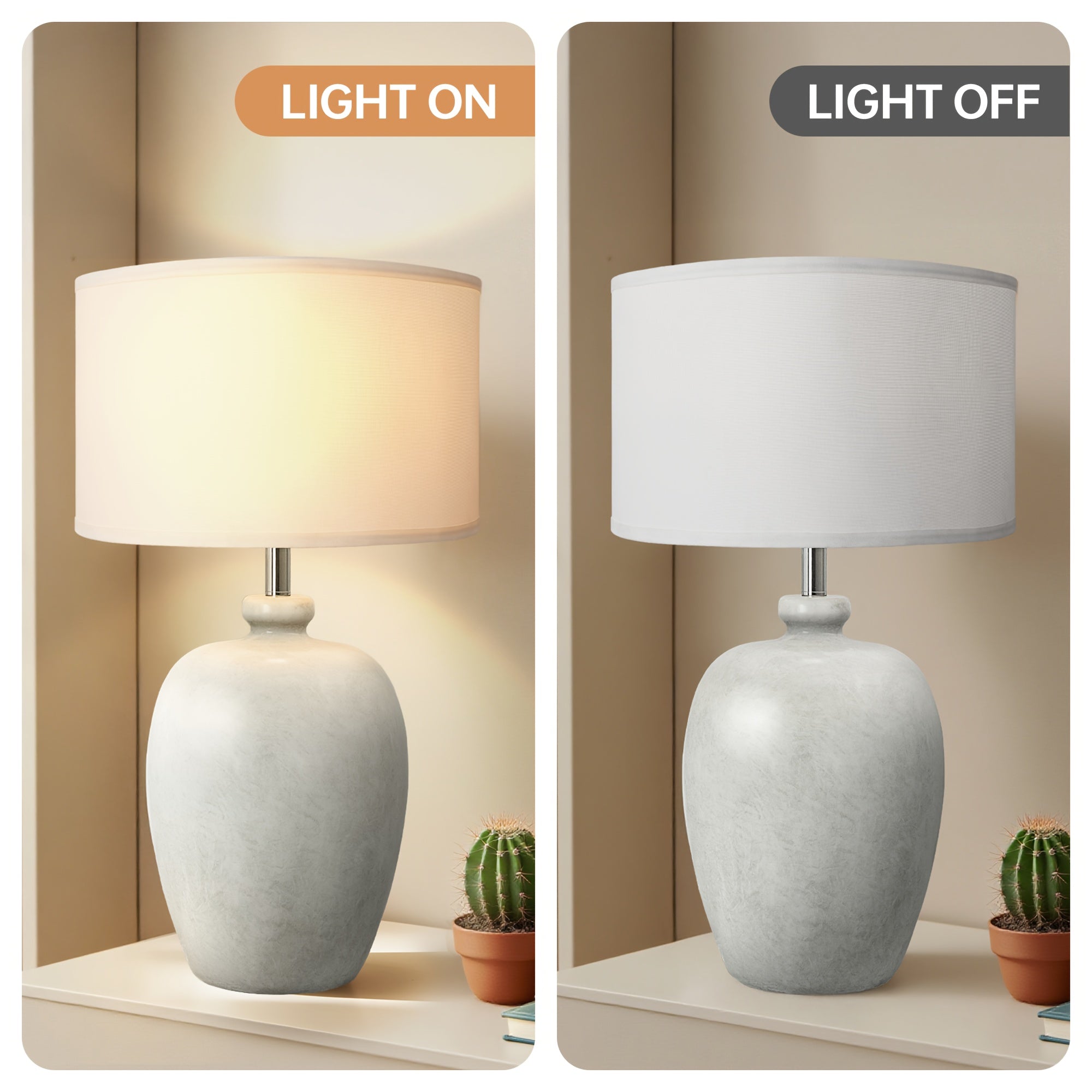 Bedroom Bedside Table Lamp, Living Room Table Lamp with White Linen Lampshade Modern 26.97\