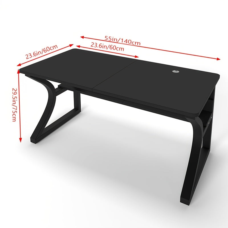 Computer Desk 55'' Large Home Office Desk with Sturdy Metal Frame U Shaped Modern Computer Desks with Storage Study Writing Office Work from Home Desks (Black, 55 Inch)