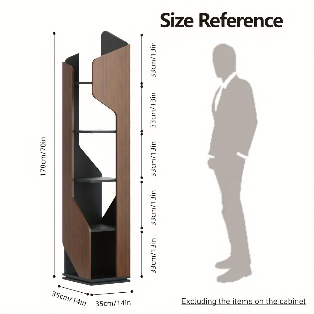 Rotating Bookshelf 360° Rotating 5 Tiers for Small Spaces Rotating Bookshelf. Solid Wood Corner Bookshelf Storage Shelf Display Bookshelf. Display Cabinet for Office, Home Living Room, Solid Wood