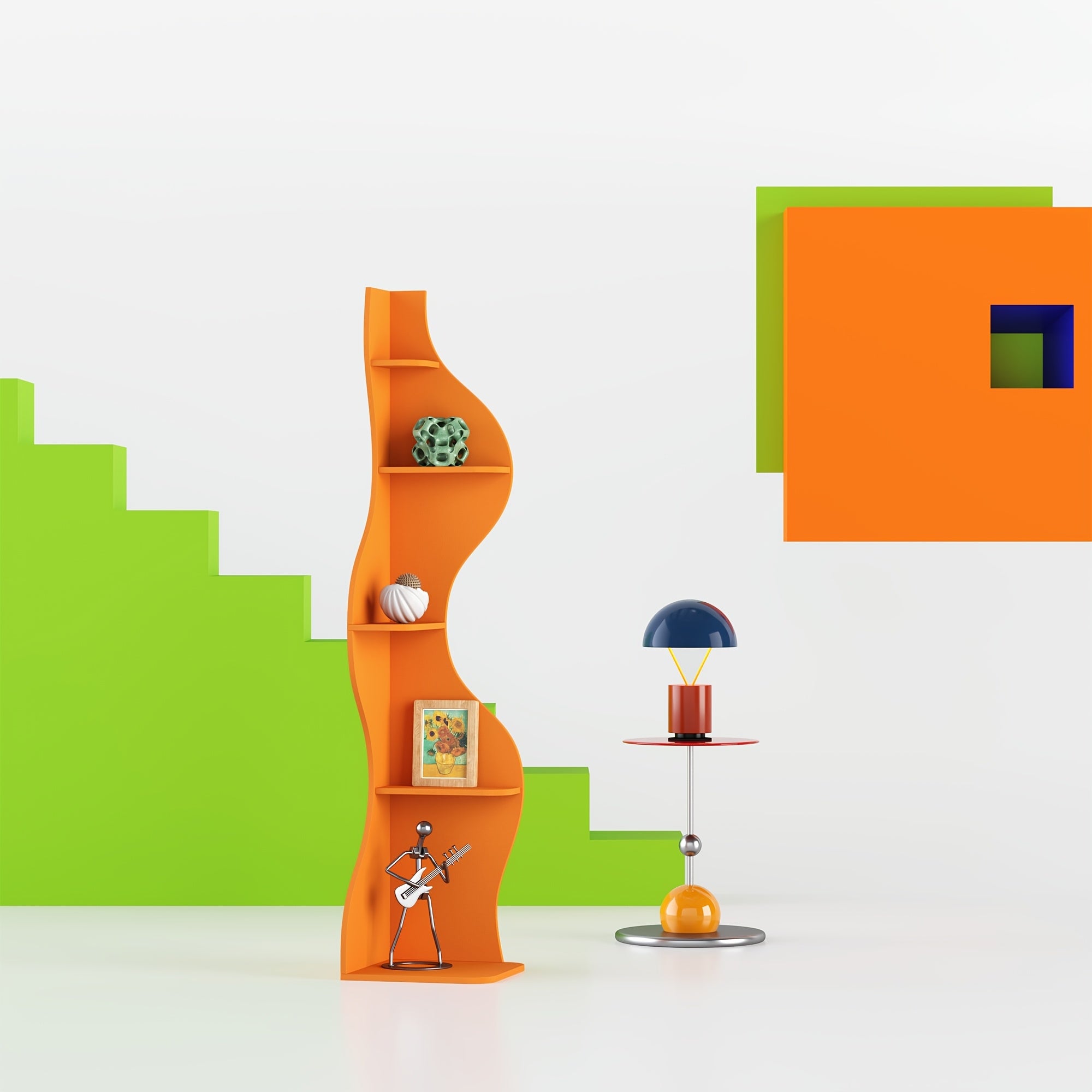 5 Tier Corner Bookshelf | Modern Black Bookcase with Freestanding Design, Wood Material, Unfinished End, Suitable for Living Room