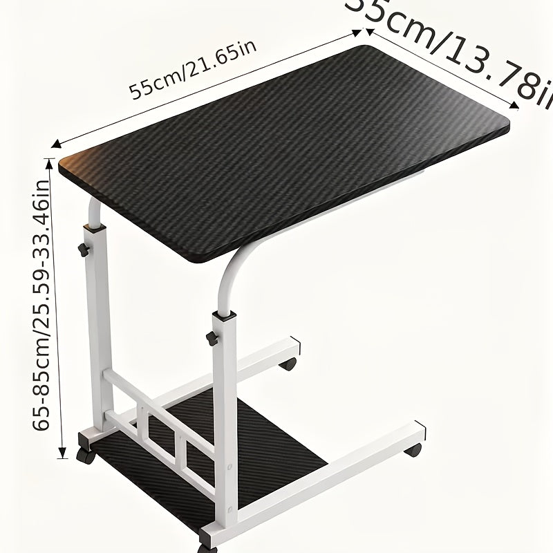 Height-Adjustable Mobile Office Desk with Wheels - -Shaped Bedside\u002FSofa Table, Oak Veneer & Wood Base, Space-Saving Laptop Desk for Small Spaces (\u002F) - Assembly, No Tools Required, -Standing