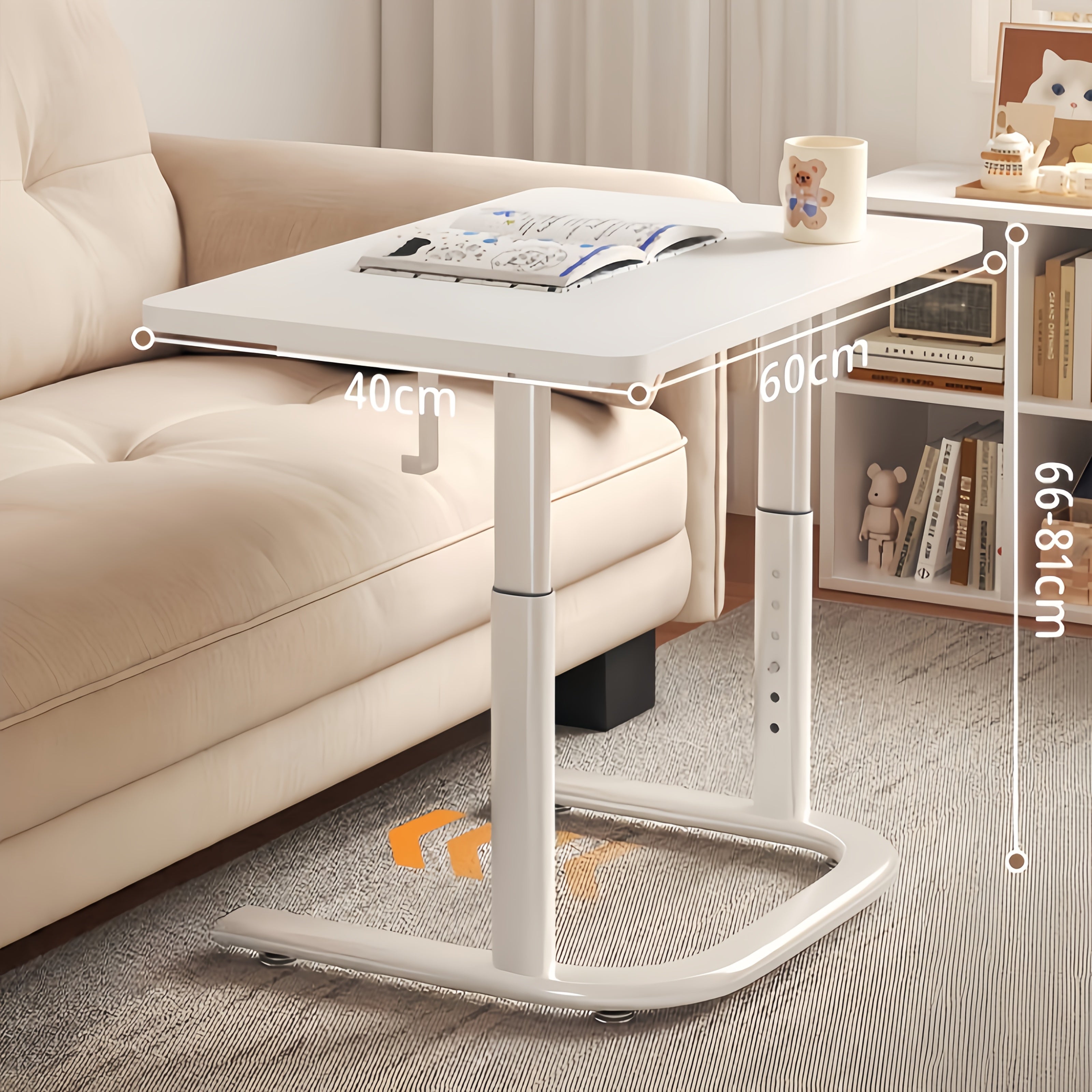 Multifunctional Height-Adjustable Table with \u002FMetal Frame & MDF Top - Modern Entryway Desk Suitable for Shoe Bench, Sofa Side Table, Snack Storage, Compact Home Office Desk, Space-Saving Furniture for Small Spaces, Assembly Required